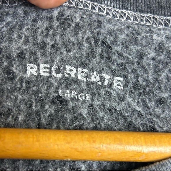 Recreate Sweater Mens L Pullover Fleece Charcoal Black Distressed Street hip-hop - Picture 7 of 13